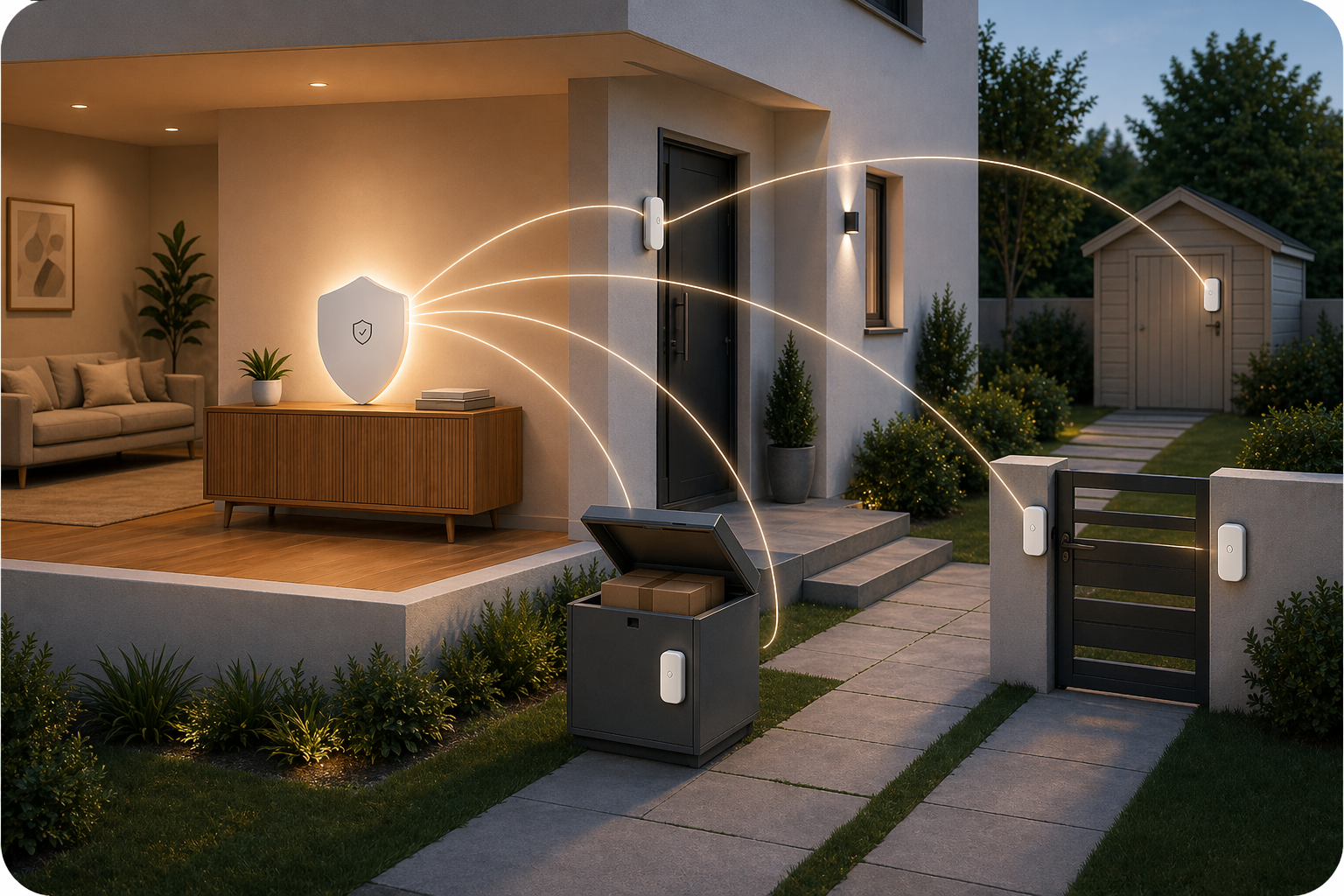 YORK Monitor — Hub connecting sensors at a parcel box, door and gate